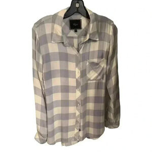 Rails women’s button down shirt light blue & ivory check size XS